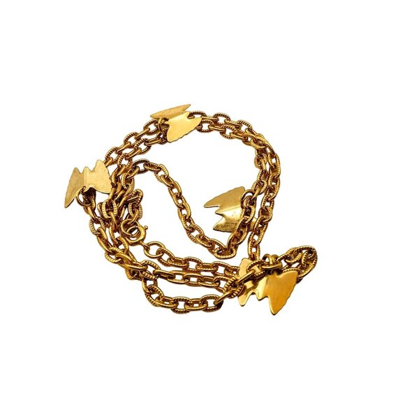 Vintage Golden Butterflies Necklace with Dangling Butterfly Charms, Gold Tone - Picture 2 of 3